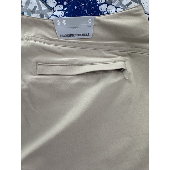 NWT Under Armour Performance HeatGear Women's Golf Shorts Sz 6 Relax Fit Beige - Picture 5 of 7